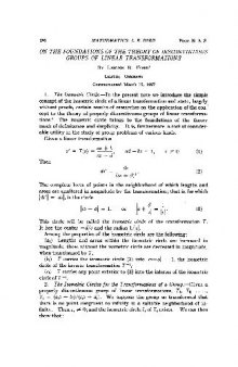 On the Foundations of the Theory of Discontinuous Groups of Linear Transformations