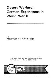 Desert warfare : German experiences in World War II