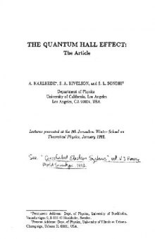The quantum Hall effect (Jerusalem 2002 winter school)