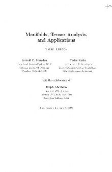 Jerrold E Marsden Tudor Ratiu Ralph Abraham Manifolds Tensor Analysis and Applications