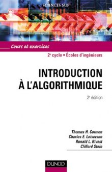 Introduction à l'algorithmique : Cours et exercices corrigés, 2e édition