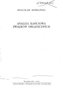 Analiza Ilościowa Związków Organicznych 