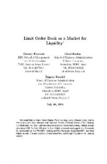 Limit Order Book As A Market For Liquidity