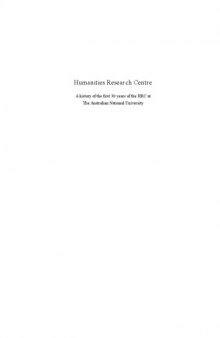 Humanities Research Centre: A History of the First 30 Years of the HRC at the Australian National University