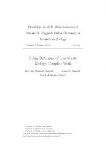 Online Dictionary of Invertebrate Zoology