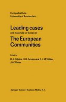 Leading Cases and Materials on the Law of the European Communities