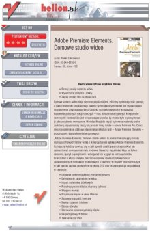 Adobe Premiere Elements. Domowe studio wideo - (preldo) helion onepress free darmowy