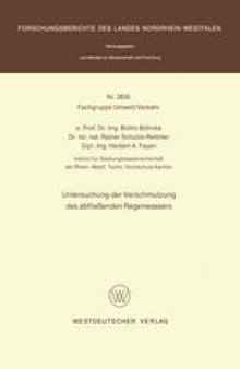 Untersuchung der Verschmutzung des abfließenden Regenwassers