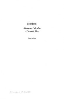 Instructor's Solutions Manual to Advanced Calculus: A Geometric View