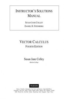 Instructor's Solutions Manual to Vector Calculus