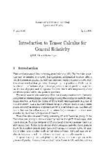 Introduction to Tensor Calculus for General relativity