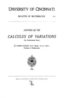 Lectures on the calculus of variations (the Weierstrassian theory)