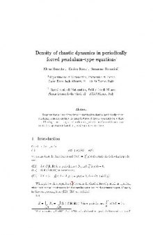 Density of chaotic dynamics in periodically forced pendulum-type equations