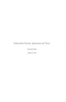 Multivariable Calculus, Applications and Theory [Lecture notes]