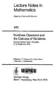 Nonlinear Operators and the Calculus and Variations