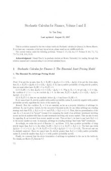 Stochastic Calculus for Finance, Vol. I and II, Solution