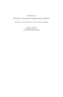 Stochastic Calculus with Applications to Finance 