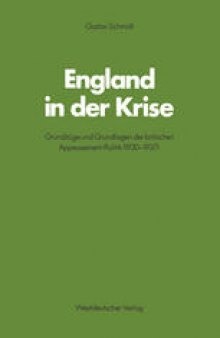 England in der Krise: Grundzüge und Grundlagen der britischen Appeasement-Politik (1930–1937)