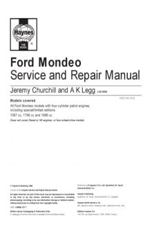 Ford Mondeo 1993-1996 Service and Repair Manual (Haynes Manuals)