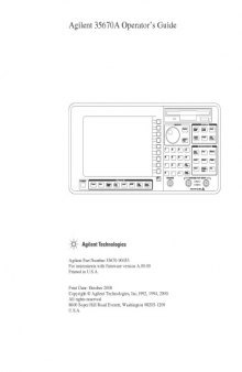 Agilent 35670A Analyzer (operators)