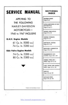 Harley Davidson 1940-1947 Knucklehead Service Manual