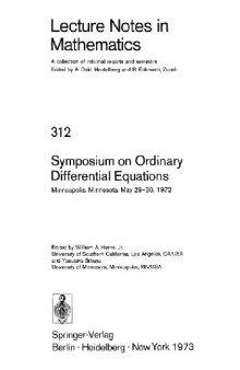 Symposium on Ordinary Differential Equations, Minneapolis, Minnesota, May 29-30, 1972; [proceedings]