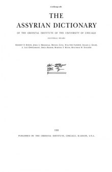 The Assyrian dictionary of the Oriental Institute of the University of Chicago: 14 - R