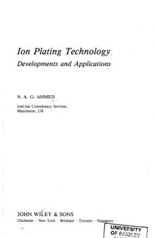 Ion Plating Technology: Developments and Applications