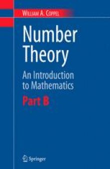 Number Theory: An Introduction to Mathematics: Part B