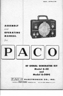 PACO Models G-30, G-30PC RF Signal Generators