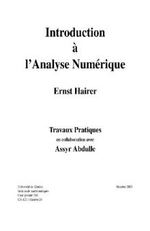 Introduction a l'analyse numerique. Travaux pratique