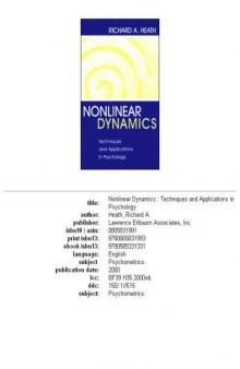 Nonlinear dynamics: techniques and applications in psychology