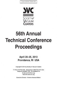 56th annual technical conference proceedings : April 20-25, 2013, Providence, RI USA