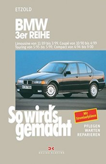 BMW 3er Reihe : Typ E 36 : Limousine von 11/89 bis 3/99, Coupé von 10/90 bis 4/99, Touring von 5/95 bis 5/99, Compact von4/94 bis 9/00 : Benziner 1,6 L, 1,8 L, 1,9 L, 2,0 L, 2,5 L, 2,8 L, Diesel 1,7 L, 2,5 L