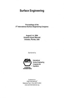 Surface Engineering : Proceedings : International Surface Engineering Congress