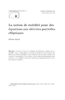 La notion de stabilité pour des équations aux dérivées partielles elliptiques