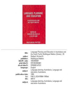 Language Planning and Education in Australasia and the South Pacific (Multilingual Matters, 55)