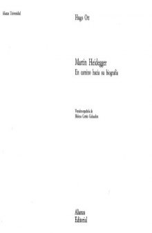 Martin Heidegger: En Camino Hacia su Biografia (Spanish Edition)