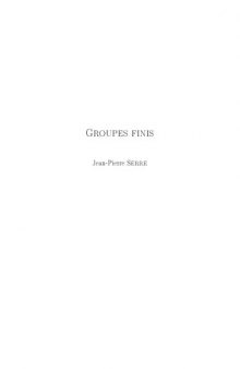 Groupes Finis [Lecture notes]