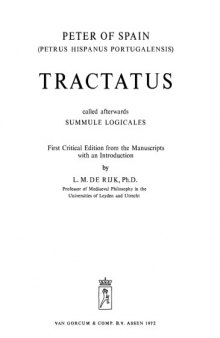 Tractatus Called Afterwards "Summule Logicales" (Philosophical texts & studies)
