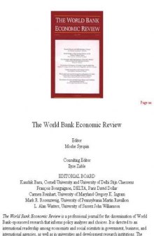 The World Bank Economic Review 13 (2) (3), May and Sept 1999