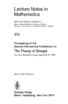 Proceedings Of The Second International Conference On The Theory Of Groups