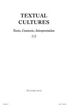 [Journal] Textual Cultures: Text, Contexts, Interpretation. Vol. 5. No 2