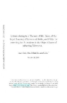 Letters relating to a Theorem of Mr. Euler, of the Royal Academy of Sciences at Berlin, and F.R.S. for correcting the Aberrations in the Object-Glasses of refracting Telescopes