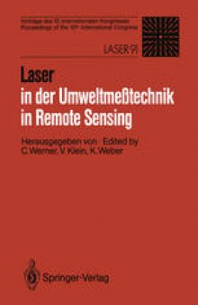 Laser in der Umweltmeßtechnik / Laser in Remote Sensing: Vorträge des 10. Internationalen Kongresses / Proceedings of the 10th International Congress