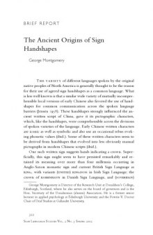  Volume 2, Number 3 Sign Language Studies The Ancient Origins of Sign Handshapes