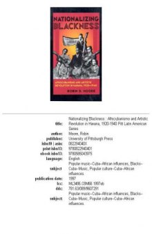 Nationalizing Blackness: Afrocubanismo and Artistic Revolution in Havana, 1920-1940 (Pitt Latin American Series)