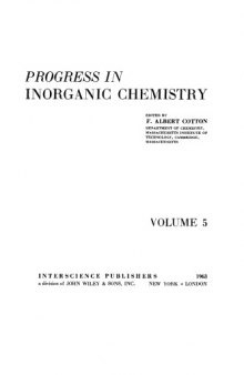 Progress in Inorganic Chemistry, Vol. 5