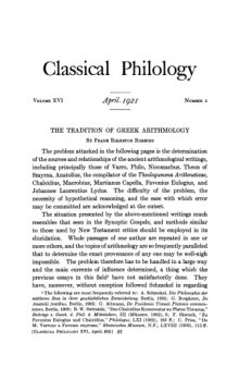  Vol. 16, No. 2 Classical Philology The Tradition of Greek Arithmology