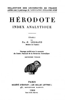 Hérodote: Index analytique